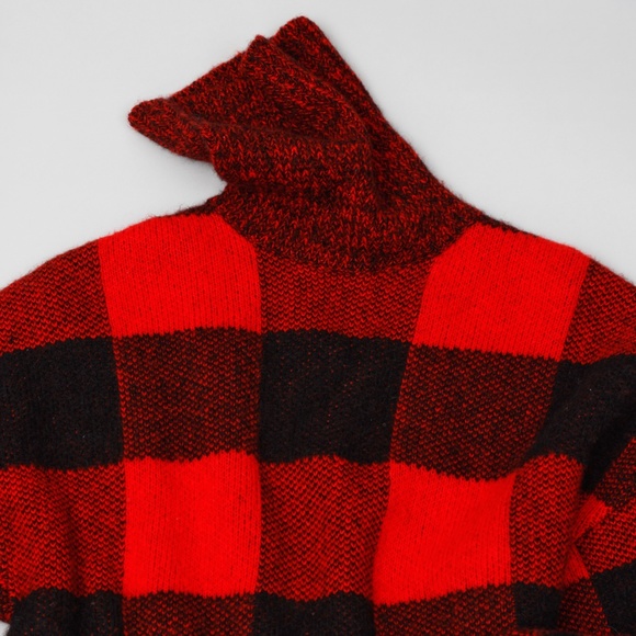 NWT ALC Red Plaid Oversized Turtleneck Sweater - Picture 4 of 5